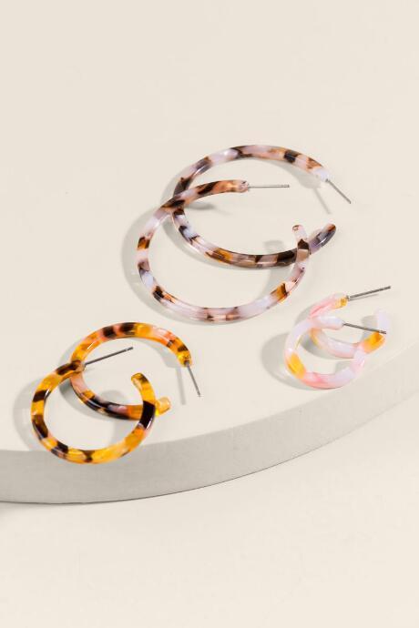 Francesca's Lilith Acetate Hoops Set - Multi