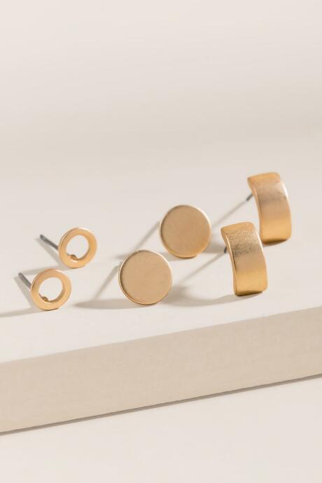 Francesca's Carmen Metal Stud Earring Set - Gold