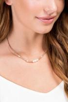 Francesca's Elin Rose Gold Pearl Beaded Choker - Beige