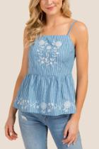 Francesca Inchess Krissy High Neck Embroidered Stripe Top - Lite