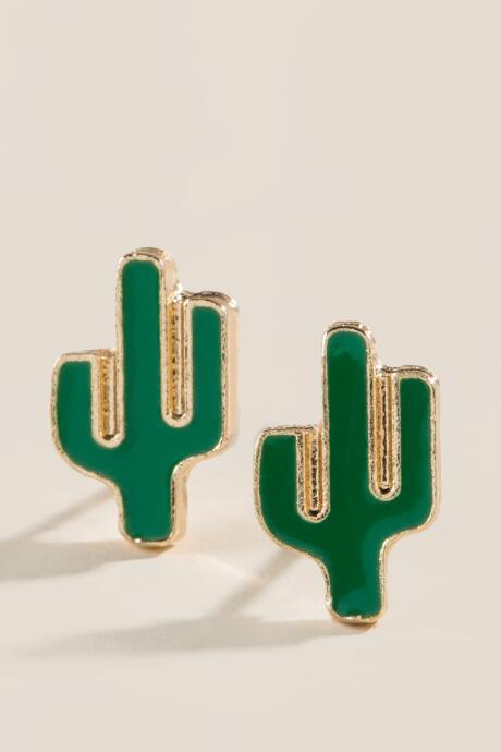 Francesca's Misty Green Cactus Studs - Green