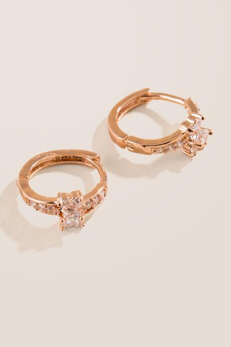 Francesca's Tria Rose Gold Crystal Huggies - Crystal