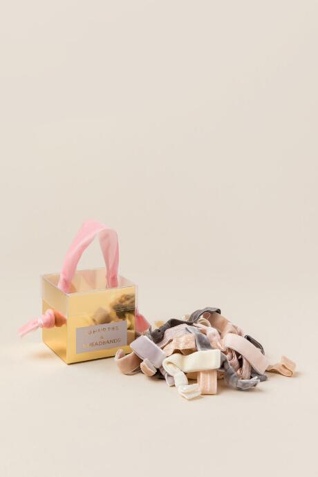 Francesca's Patty Velvet Shimmer Hair Ties & Headband Set - Blush
