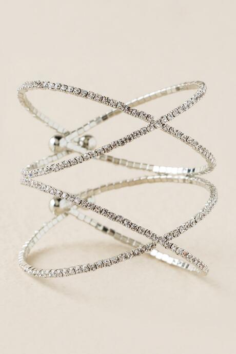Francesca's Jillian Pav Criss Cross Bangle In Silver - Silver