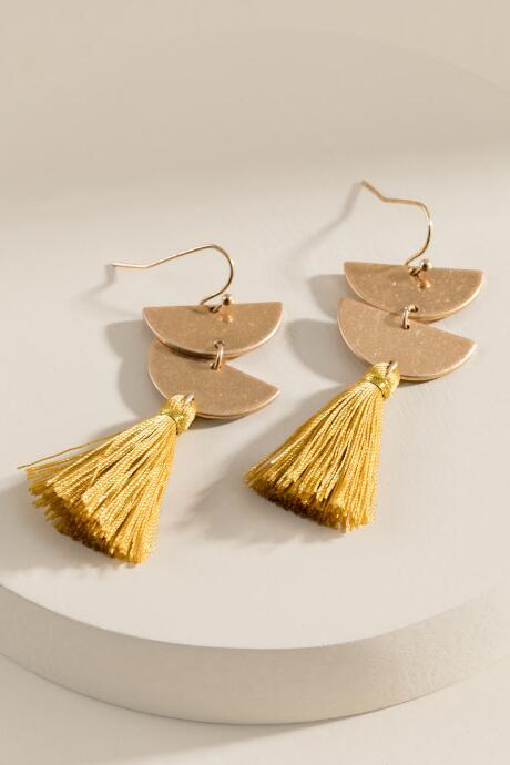 Francesca's Catalina Linear Tassel Earrings - Mustard