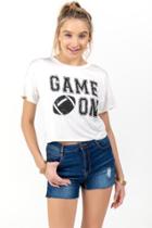 Francesca's Game On Cropped Graphic Tee - White