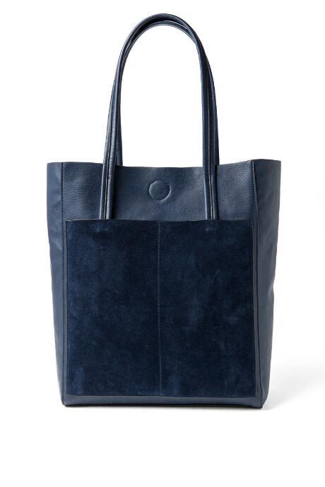 Francesca's Fenna Minimal Suede Pocket Tote - Blue