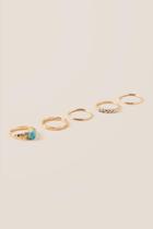 Francesca's Turquoise Stone Gold Ring Set - Turquoise