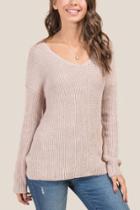 Francesca's Lilah Lace Up Back Sweater - Blush