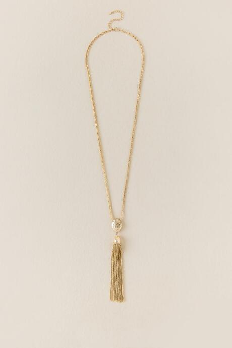 Francesca's Piper Gold Metal Tassel Pendant - Gold