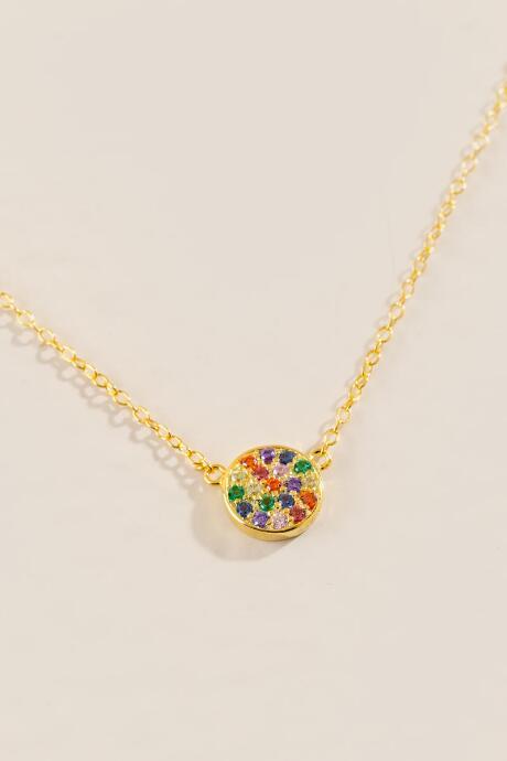 Francesca's Jayda Sterling Rainbow Pave Necklace - Multi