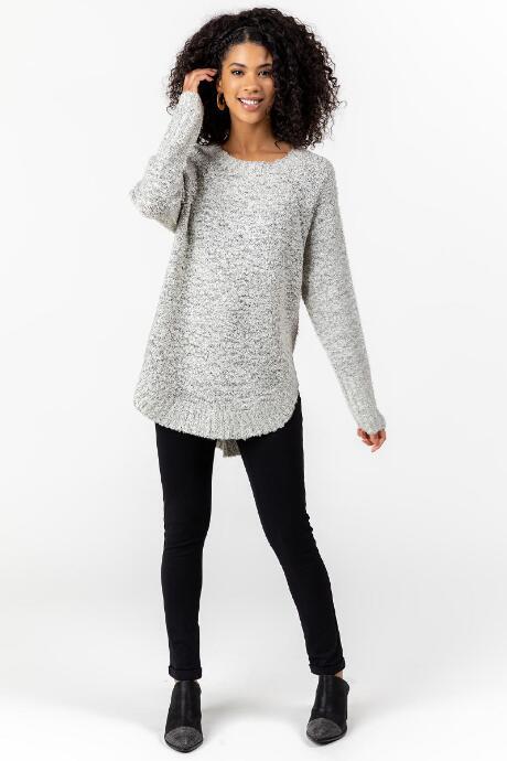 Francesca's Audra Rounded Hem Tunic Sweater - Ivory