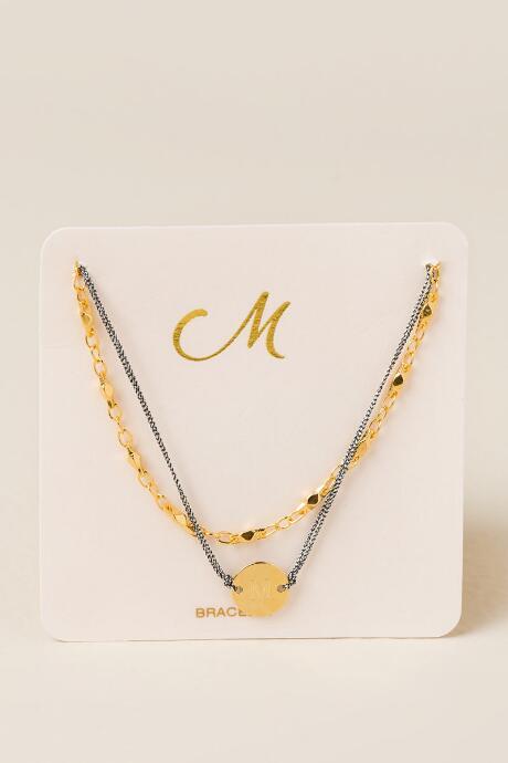 Francesca's M Initial Coin Pull Tie Bracelet - Gold