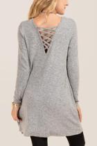 Alya Gwen Lattice Back Hacci Knit Dress - Gray