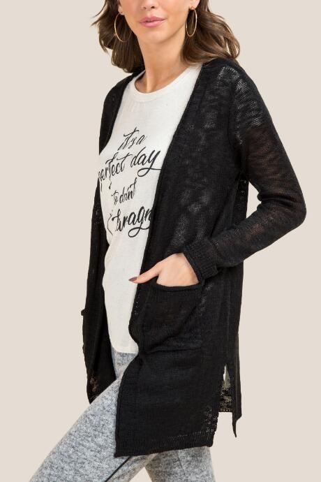 Francesca's Walker Long Cardigan - Black