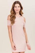 Alya Netty Clavical Cut Out Knit Dress - Rose