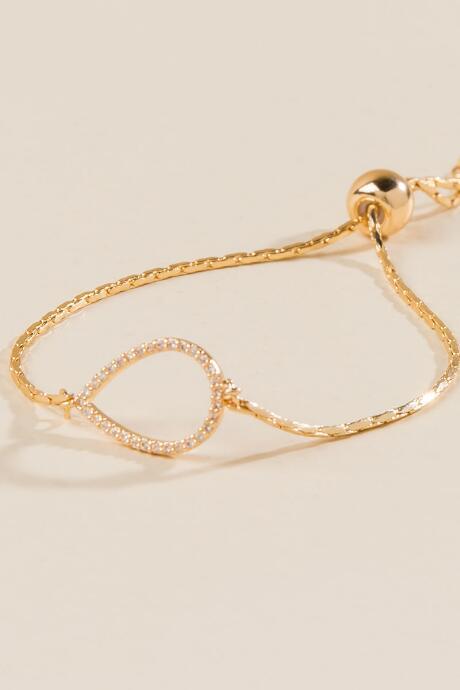 Francesca's Tabby Pave Pull Tie Bracelet - Crystal