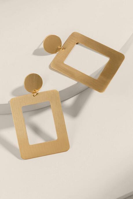 Francesca's Monica Rectangle Drop Earrings - Gold