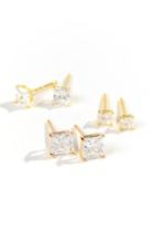 Francesca's Azalea Square Stud Earring Set - Crystal