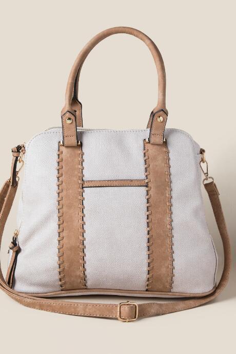 Francesca's Logan Whipstitch Canvas Bag - Ivory