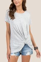 Francesca Inchess Wren Side Twist Spacedye Tee - Heather Gray