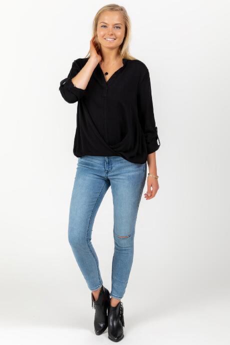 Francesca's Mawry Front Twist Blouse - Black