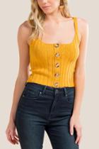 Francesca's Cicely Button Front Sweater Tank - Mustard