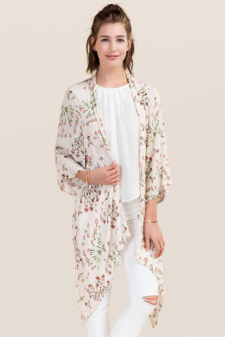 Mi Ami Veronica Floral Maxi Kimono - Pale Pink