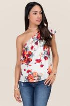 Blue Rain Kaden One Shoulder Floral Tank - Ivory