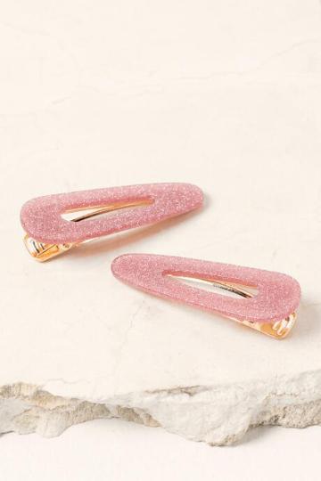 Francesca's Zoe Pink Glitter Hair Clips - Pink