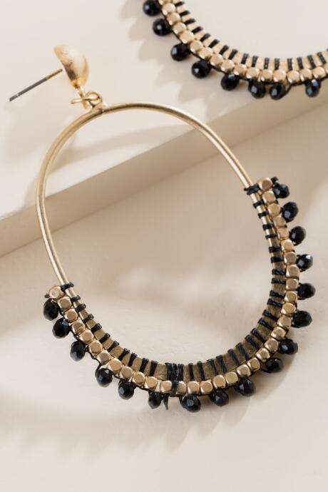 Francesca's Lucille Oval Beaded Earrings - Black