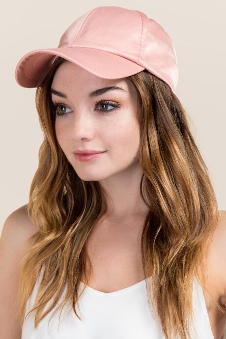 Francesca's Melanie Satin Baseball Cap - Blush