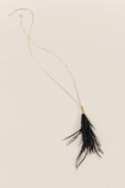 Francesca's Yoshe Feather Pendant Necklace - Black