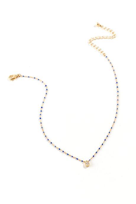 Francesca's Nayla Beaded Cz Pendant Choker - Blue