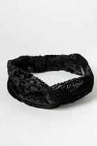 Francesca's Vera Velvet Top Knot Headwrap - Black
