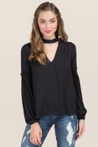 Blue Rain Callista Poet Sleeve Gigi Blouse - Black