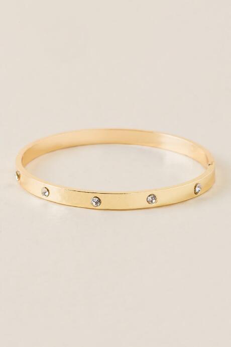 Francesca's Sahara Crystal Metal Bangle - Gold