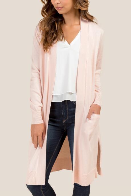 Francesca Inchess Ameli Double Split Duster Cardigan - Blush