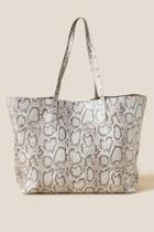 Francesca's Jackie Faux Snake Tote - White