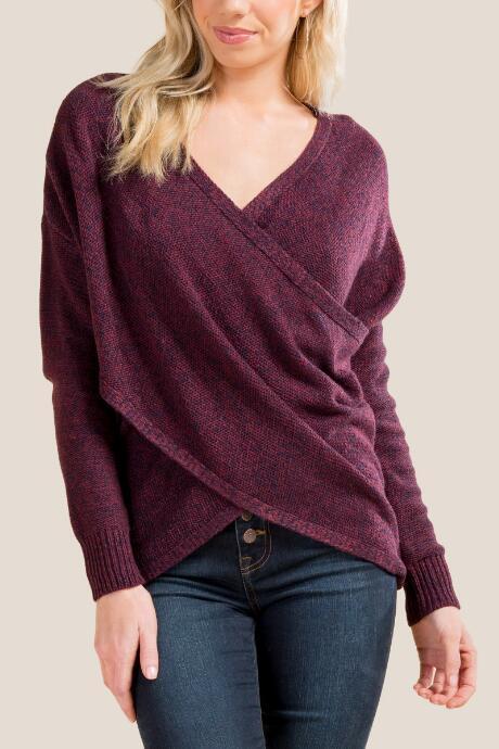Francesca's Dana Wrap Sweater - Purple