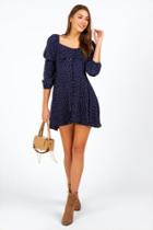 Francesca's Hara Button Down Polka Dot Dress - Navy