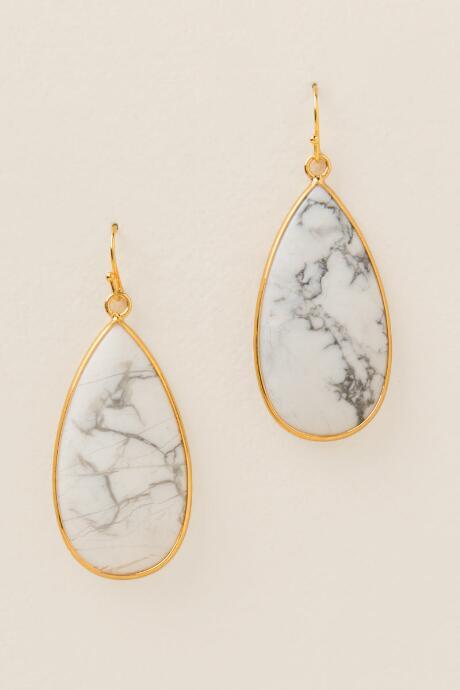 Francesca's Demi Long Teardrop Earring In White - White
