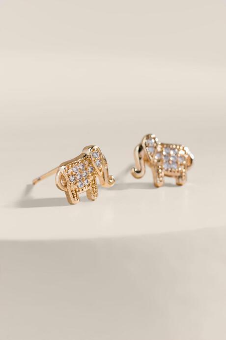 Francesca Inchess Pave Elephant Earrings - Gold