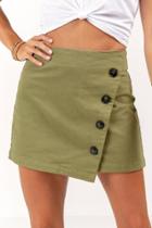 Francesca's Cam Asymmetrical Mini Skirt - Olive