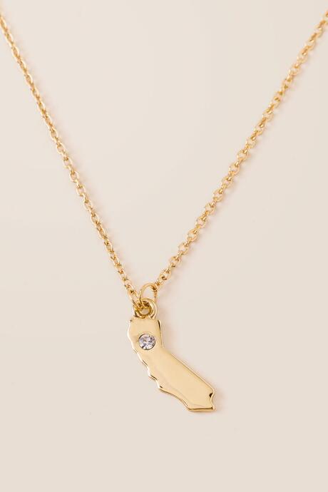 Francesca's Crystal California Pendant Necklace - Gold