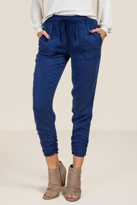 Francesca's Jasper Ruched Hem Joggers - Navy