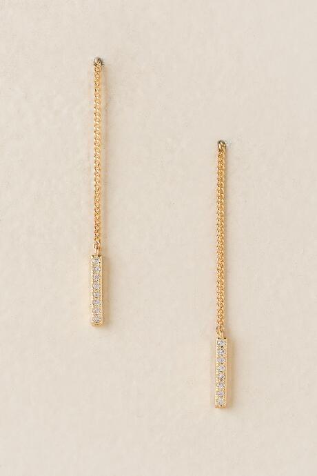 Francesca's Jennie Linear Chain Drop Earring - Gold