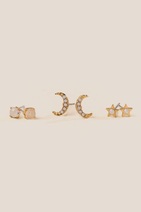 Francesca Inchess Zoey Moon & Star Stud Set - Iridescent