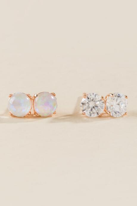 Francesca's Anita Cubic Zirconia Studs Set In Rose Gold - Rose/gold