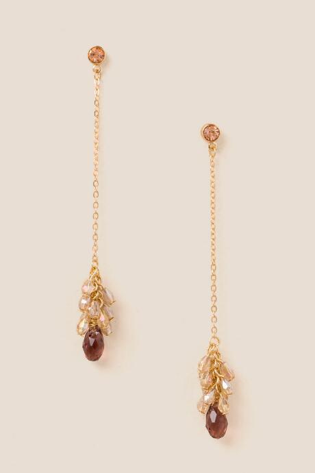 Francesca's Darcey Bead Cluster Linear Drop Earring - Burgundy